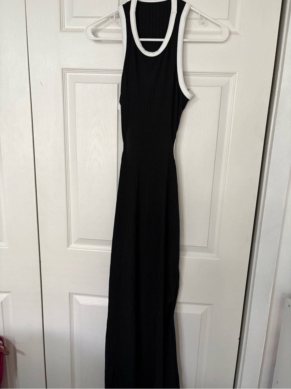 SHEIN Black Maxi Tank Dress with White Trim
